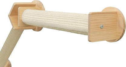 Trixie Cat Wall Furniture Set 4 - Cat Wall Scratcher, Climbing Shelves - 2 Sisal Rope Scratching Posts - Elevated Shelf - Natural/White
