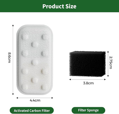 Cat Water Fountain 24 Pack Replacement Filters/Sponges (12+12) -Compatible with Apauk-APFSS-3201 Stainless Steel Cat Water Fountain