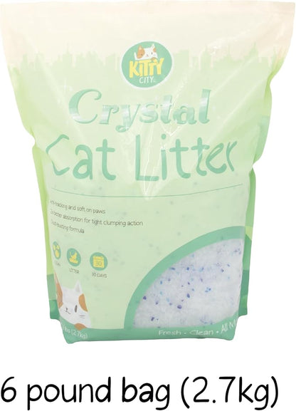 Kitty City Crystal Cat Litter, Silica Gel Crystals for Maximum Odor Control, Unscented & Low Dust, Gentle on Paws, Super Absorbent Cat Litter, 6 lb