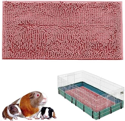 Guinea Pig Fleece, 47x24 in Cage Liner, Washable Non-Slip Mat（Pink）