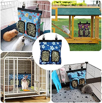 RIOUSSI Guinea Pig Hay Feeder, Hanging Rabbit Hay Feeder Bag. Flowers,2Ct