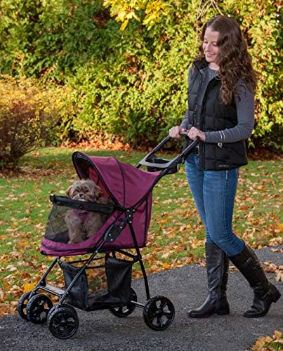 Pet Gear No-Zip Happy Trails Lite Pet Stroller, Red Plum