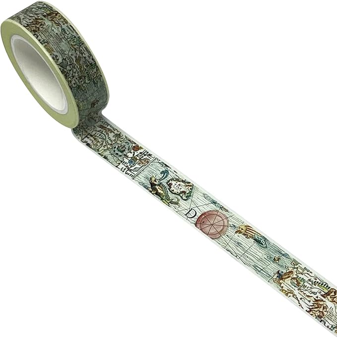 allydrew Washi Masking Tape, 15mm x 10M, Voyager Map