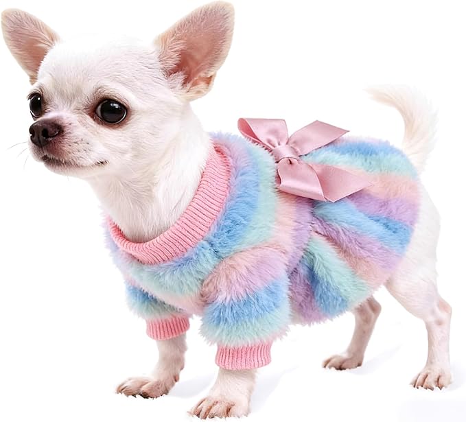 Dog Sweaters for Small Dogs Girl Dog Clothes Fleece Small Dog Pajamas Female Warm Dog Pjs Soft Dog Onesie Heart Chihuahua Clothes Pink Pet Puppy Pajamas, XXS