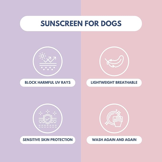 Spark Paws Sunblock Dog T-Shirt, SPF30 Protection, Lightweight Breathable Quick Dry for Dogs with Sensitive Skin - Purple & Pink (Set of 2) - XL