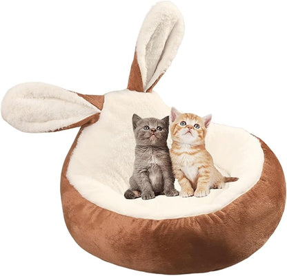 Cat Bed for Indoor Cats, Cat Litter, Dog Litter, Pet Supplies, Warm in Winter, Cute, Washable, Non-Enclosed Circular Deep Sleeping Bed Mat Dog Houses (Brown,Small)