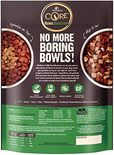 Wellness Bowl Boosters Bare Freeze Dried Turkey Dog Food Topper for Small, Medium, and Large Breeds, Grain Free, Natural, 4 oz Bag