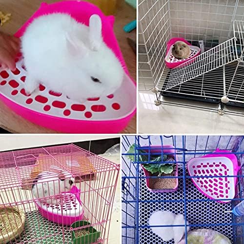 kathson Triangle Potty Trainer Corner Bunny Toilet Guinea Pig Litter Bedding Plastic Box Pet Pan for Rabbit Chinchilla Hamster Ferret Small Animal(Pink)