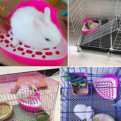 kathson Triangle Potty Trainer Corner Bunny Toilet Guinea Pig Litter Bedding Plastic Box Pet Pan for Rabbit Chinchilla Hamster Ferret Small Animal(Pink)