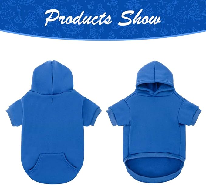 KOOLTAIL Dog Hoodie for Small Medium Dogs Cats,Soft and Warm Pet Sweater with Leash Hole and Pocket Boy Girl,Puppy Fall Winter Jacket Clothes,French Pitbull Cold Weather Coat Sweatshirt,Blue XS
