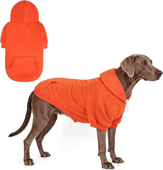 KOOLTAIL Dog Hoodie for Large Medium Small Dogs,Soft&Warm Pet Sweater with Leash Hole and Pocket Boy Girl,Puppy Fall Winter Jacket Clothes,French Pitbull Cold Weather Coat Sweatshirt,Orange L