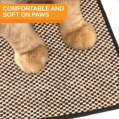 Neater Pets Jute Cat Litter Trapping Mat - Catches Spilled Litter Mess from Kitty Litter Box to Protect Floors, Soft on Cats Paws, Anti-Skid Backing, Easy to Clean, Checkered, 24" x 36"