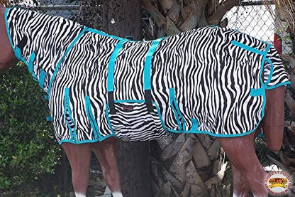 HILASON Horse Fly Sheet UV Protect Zebra Turquoise 69 in
