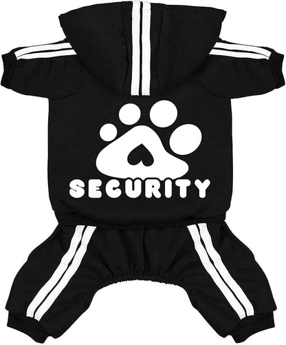 Dog Hoodie Security Clothes 4 Legs Jumpsuit Sweatshirt Hoodies Soft & Warm Dog Outfit Pullover Dog Winter Clothes Sweater for Small Medium Large Dogs Cats (Black, X-Small)