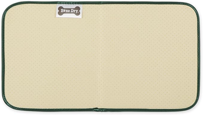 Bone Dry Machine Washable, Ultra Absorbent Pet Mat, 10x18, Hunter Green Trellis Print