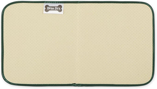Bone Dry Machine Washable, Ultra Absorbent Pet Mat, 10x18, Hunter Green Trellis Print