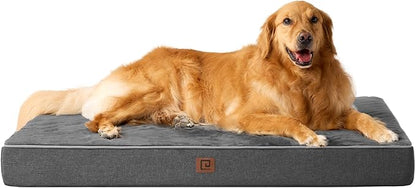 EHEYCIGA Orthopedic Dog Bed Waterproof 47"x29", Memory Foam Pet Bed for XXLarge Dog Bed, Washable Pet Mat with Removable Cover, Dark Grey