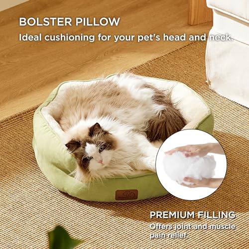 Bedsure Small Dog Bed Washable,Round Cat Beds for Indoor Cats,20in