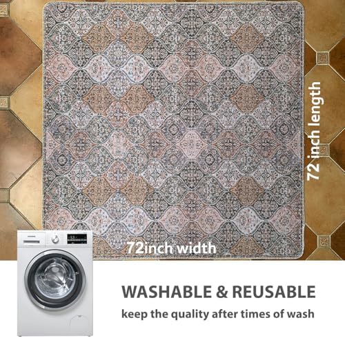 nunubaby Washable Pee Pads for Dogs, Stylish, Non-Slip and Leak-Proof Pee Pads. Reusable Potty Pads for Dogs for Crates and Floors.(Brown/Multi,72" x72" )
