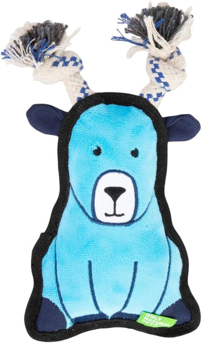 Only Natural Pet Mountain Friends Recycled Plush Dog Toys - Durable Double-Stitched Design with Internal Squeaker & Rope Tug Horns - Stuffed Toy for Dogs, Squeaky Pet Toy | Gertrude The Goat, 5" x 9"