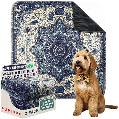 PUPIBOO Washable Pee Pads for Dogs and Cats - Super Absorbent Reusable Puppy Training Pads - 100% Waterproof, Leak-Proof & Non-Slip Whelping Pads for Pet Housebreaking