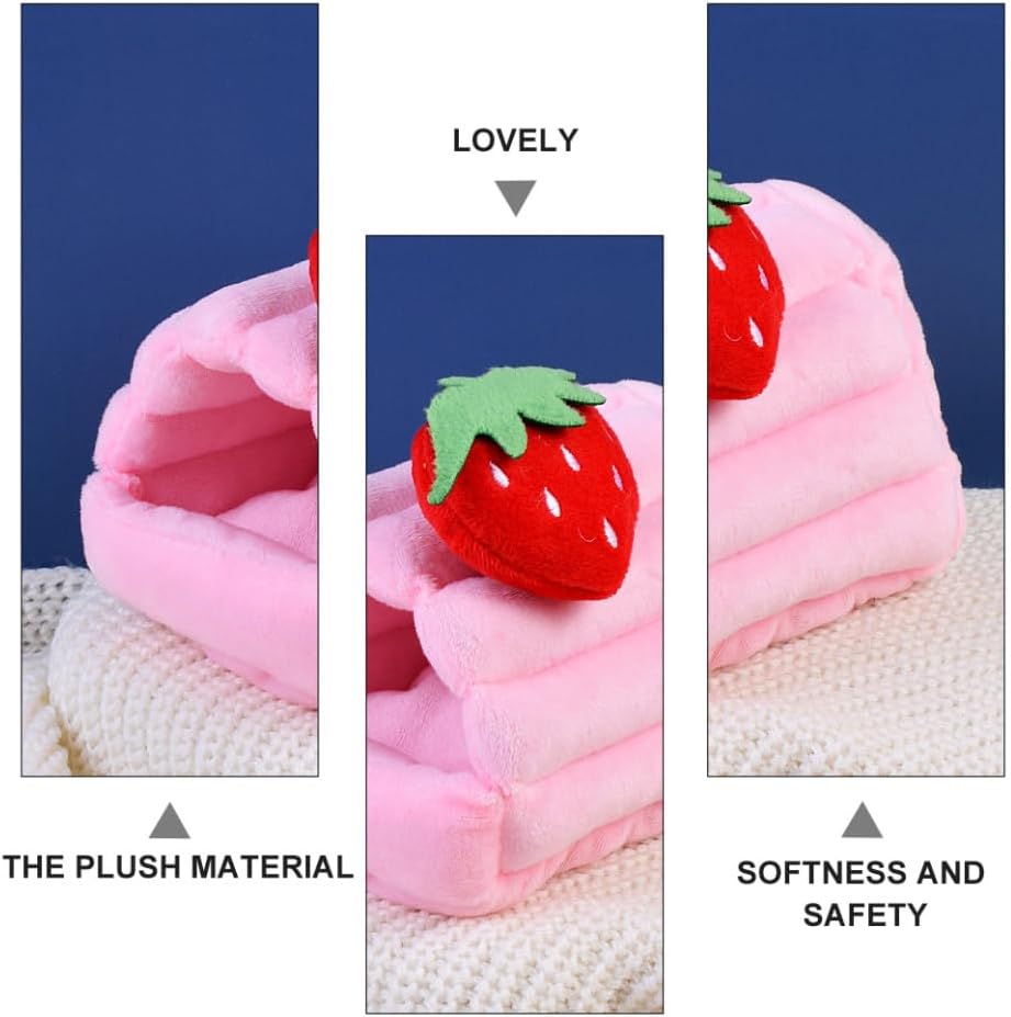 Totority Strawberry Cartoon Small Pet Warm House Bed Cozy Cotton Nest for Hamsters Ferrets Hedgehogs and Small Animals Soft Lightweight Hideout for Winter