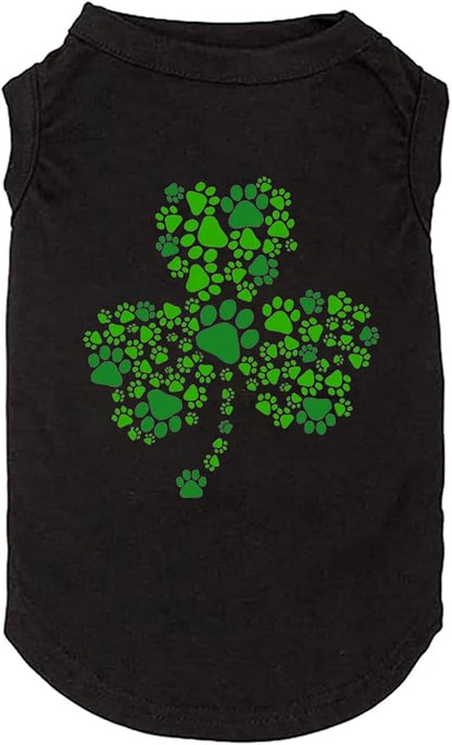 Dog Apparel Lucky Boy Letter Print Clover Shirts for Small Large Dog Vest Puppy Gift St Patrick's Day Costume(Small,Black02)