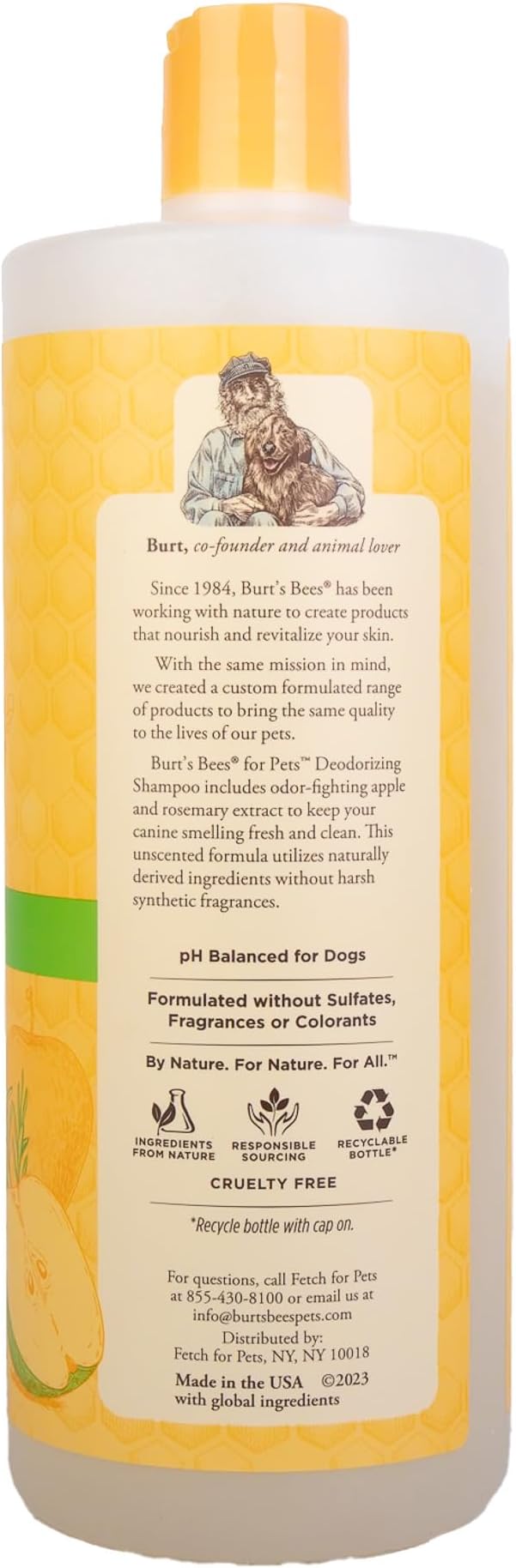 Burt's Bees Dog Shampoo & Conditioner - A Gentle Oatmeal Shampoo for Dogs with Itchy & Dry Skin, Deodorizing Pet Wash for Smelly Pets, Puppy Supplies - 32 oz