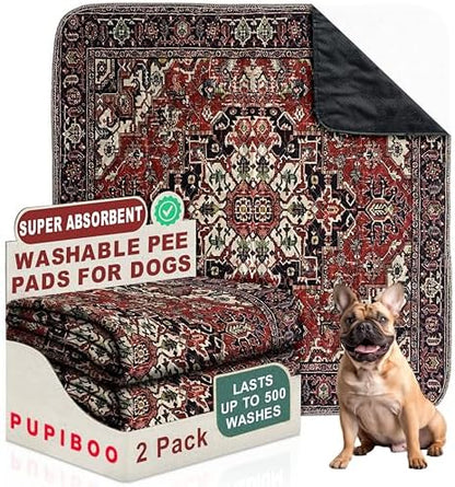 PUPIBOO Washable Pee Pads for Dogs and Cats - Super Absorbent Reusable Puppy Training Pads - 100% Waterproof, Leak-Proof & Non-Slip Whelping Pads for Pet Housebreaking