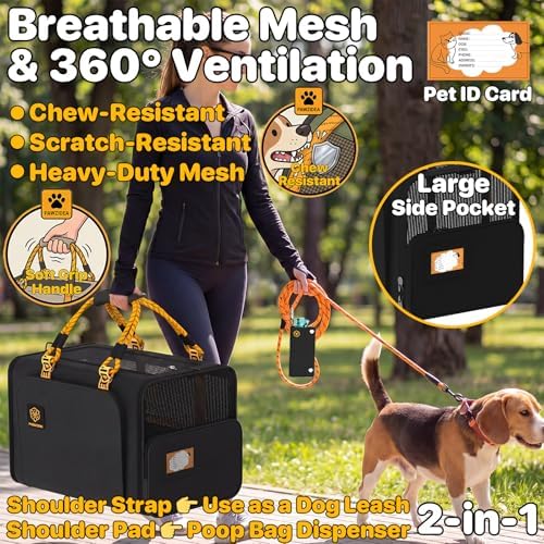 PAWZIDEA Expandable Large Pet Carrier, Soft-Sided 2–4 Cats Carrier Up 55lbs