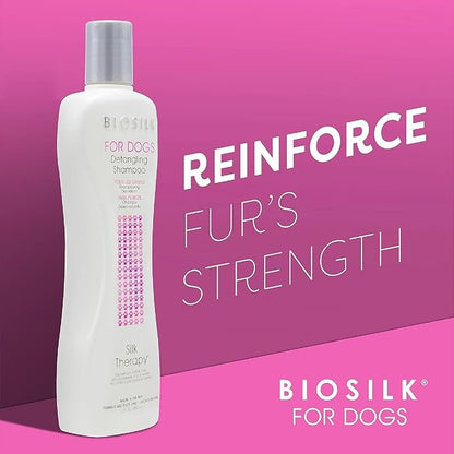 BioSilk for Dogs Silk Therapy Detangling Shampoo, Cleans and Moisturizes, Dematting Shampoo with Silk Proteins and Coconut Oil, No Parabens, pH Balanced, Made in USA, 12 Fl Oz - 2 Pack