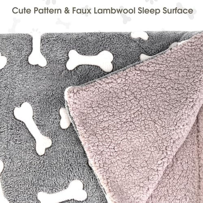 Dog Bed with Cover Pillow Blanket Attached, 30''X20'' Washable Rectangle Hooded Cozy Cave Cat Puppy Calming Crate Bed & Removable Cover, Indoor Covered Kennel Furniture Couch Sofa for Small Medium Pet