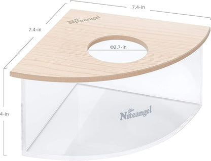 Niteangel Animal Sand-Bath Box: - Acrylic Critter's Sand Bath Shower Room & Digging Sand Container for Hamsters Mice Lemming Gerbils or Other Small Pets (Triangle, Burlywood)