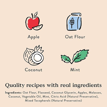 Bocce's Bakery Dailies Brushy Bites Dog Treats for Wellness Support, Wheat-Free Dog Treats, Made with Real Ingredients, Baked in The USA, Natural Soft & Chewy, Apple & Mint Recipe, 6 oz