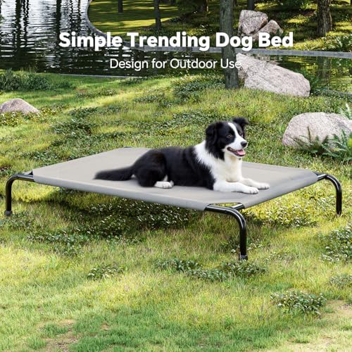 Simple Trending Raised Dog Bed for Large Dogs, Waterproof XL Dog Cot, Grey