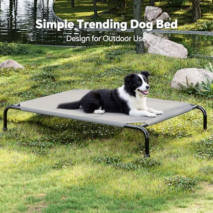 Simple Trending Raised Dog Bed for Large Dogs, Waterproof XL Dog Cot, Outdoor Cooling Elevated Pet Bed Load 200lb, 47.75" x 30.5", Grey (Pack of 2)