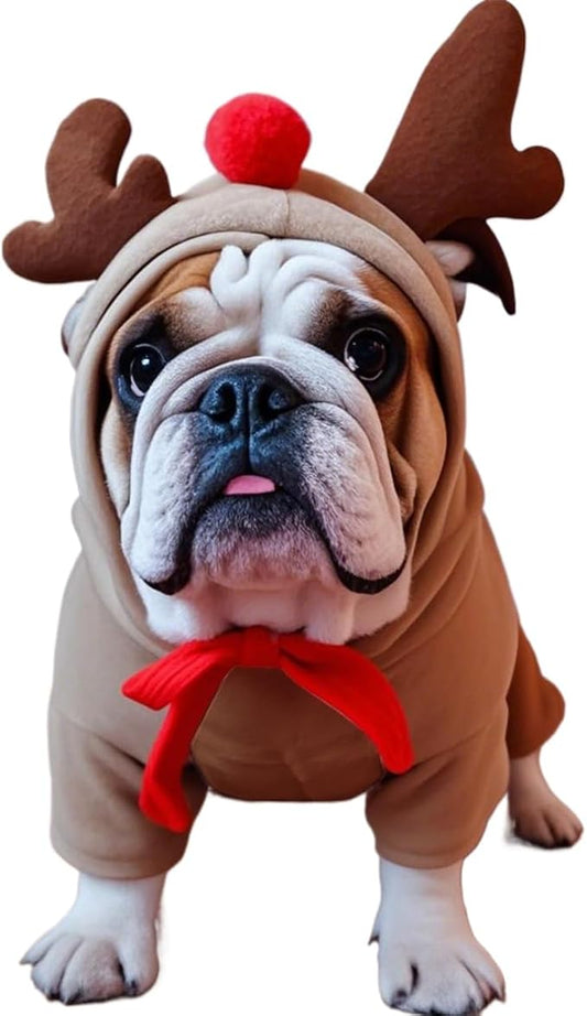 Pet Clothing Dog Transformation Frog Hoodie Autumn and Winter Warm Small Large Dog Method Dou Cat Bullfighting Clothes (elk,S)
