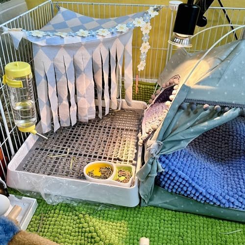 Rabbit Litter Box with Grid 15x12in, Potty Training Pan for Small Animals