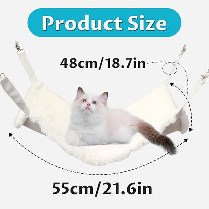 Andiker Cat Hammock, Reversible Cat Cage Hammock with Metal Hooks for Cats for Sleeping and Playing, 21.6 * 18.9 Inches Double-Sided Hanging Cat Bed to Hang in Cages or Under Chairs (Large)
