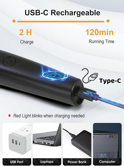 Vitoki Dog Grooming Clippers 4 in 1 Pet Grooming Kit,2-Speed Cordless Dog Clipper with Nail Grinder,USB-C Rechargeable Paw Trimmer for Small Pets, Dogs, Cats,Black