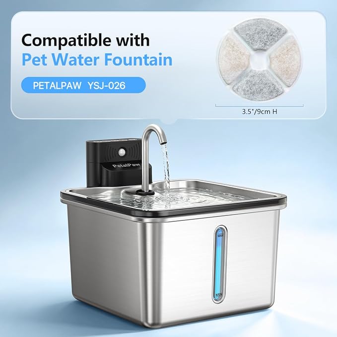 6 Set Cat Water Fountain Replacement Filters | Compatible With PETALPAW Cat Water Fountain 6 Filters+6 Sponges+1 Pump Brush