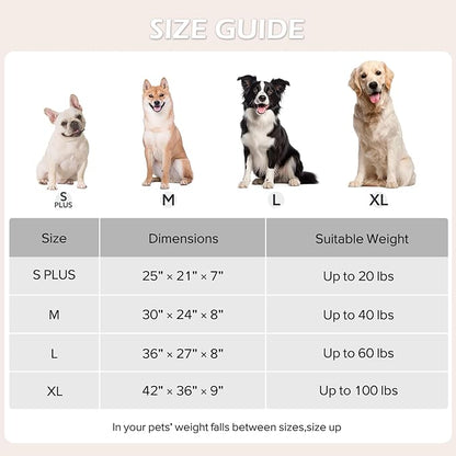 JOEJOY XL Dog Beds Large Sized Dog, Rectangle Washable Orthopedic Pet Bed with Removable Zipper Cover, Cute Soft Calming Puppy Pet Bed with Jacquard Shaggy Plush & Non Skid Bottom