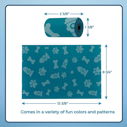 Best Pet Supplies Dog Poop Bags for Waste Refuse Cleanup, Doggy Roll Replacements for Outdoor Puppy Walking and Travel, Leak Proof and Tear Resistant, Thick Plastic - Turquoise, 240 Bags