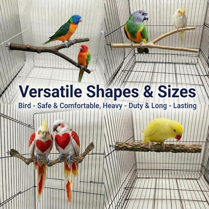 8PCS Bird Perches for Cage, Natural Wood Stands for Small Parrots