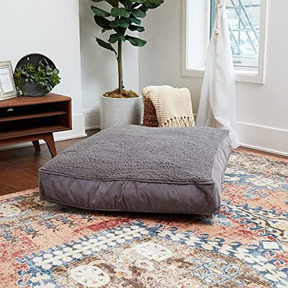 South Pine Porch Buddy Reversible Rectangle Pillow Style Microfiber and Sherpa Dog Bed with Removable, Machine-Washable Cover, Gray Sherpa, Large (48 in. x 36 in.)