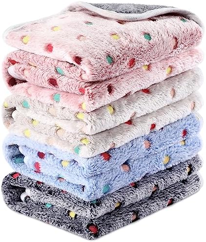 Reginary 4 Pcs Guinea Pig Fleece Cage Liners, Colorful Dot, 24 x 16 Inch