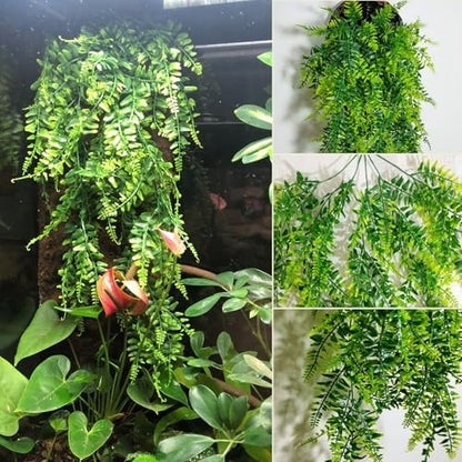 PINVNBY 7 PCS Reptile Plants Vine, Terrarium Hanging Flexible Climbing Artificial Leaves Reptile Hide, Bearded Dragon Tank Accessories, Terrarium Decor for Leopard Gecko Lizard Snake Geckos Chameleon