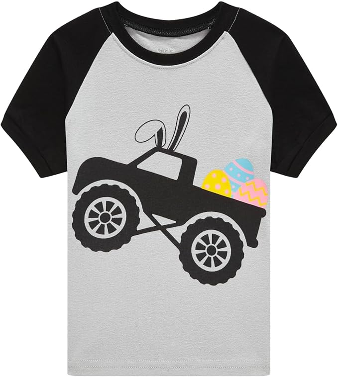 Popshion Boys Pajamas 100% Cotton Toddler Clothes Summer Pjs for Boy Planet Dinosaur Sleepwear Kids Short Sets 2-10 Years