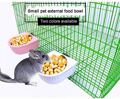 Small Animals Bowl, Detachable Cage Feeder Pet Ceramic Water & Food Feeder, Small Animal Supplies for Rabbit Parrot Squirrels Chinchilla Hamster Ferret (White, M)