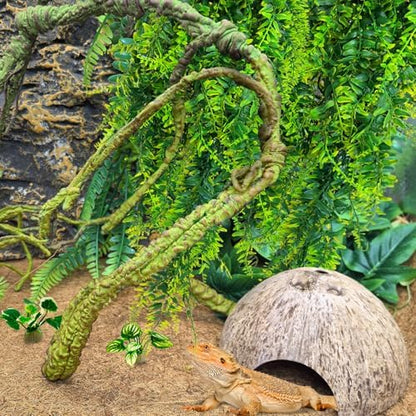PINVNBY 10 PCS Reptile Plants Vine, Terrarium Hanging Flexible Climbing Artificial Leaves Reptile Hide, Bearded Dragon Tank Accessories, Terrarium Decor for Leopard Gecko Lizard Snake Geckos